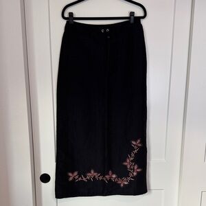 Vintage Sideout Black Cargo Maxi Skirt with Floral Detail